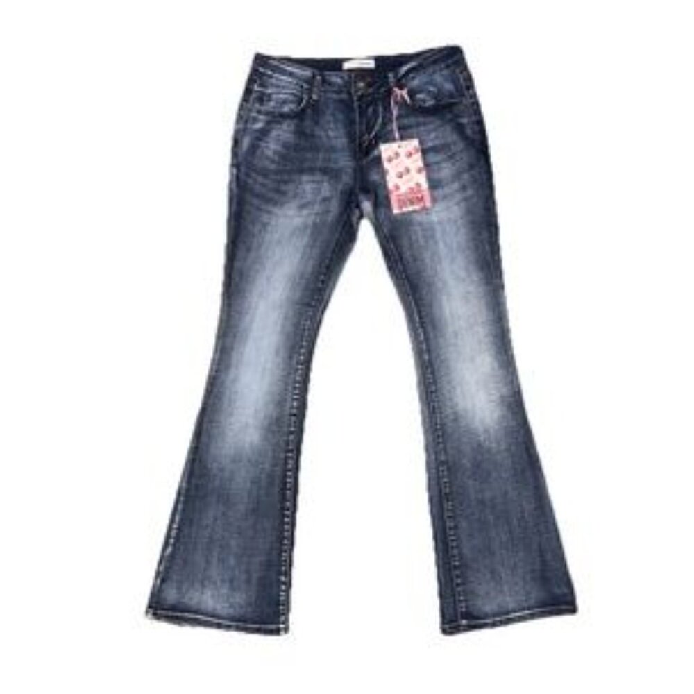 Love Soho Jeans Women’s Size 9 Mid Rise Boot cut  Blue Denim Stretch NWT